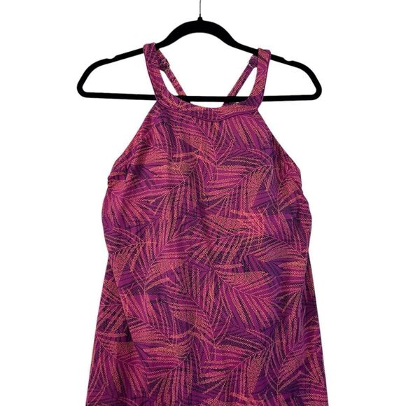 Lands End High Neck Swim Dress One Piece Swimsuit Violet Rose 10 - Picture 4 of 11
